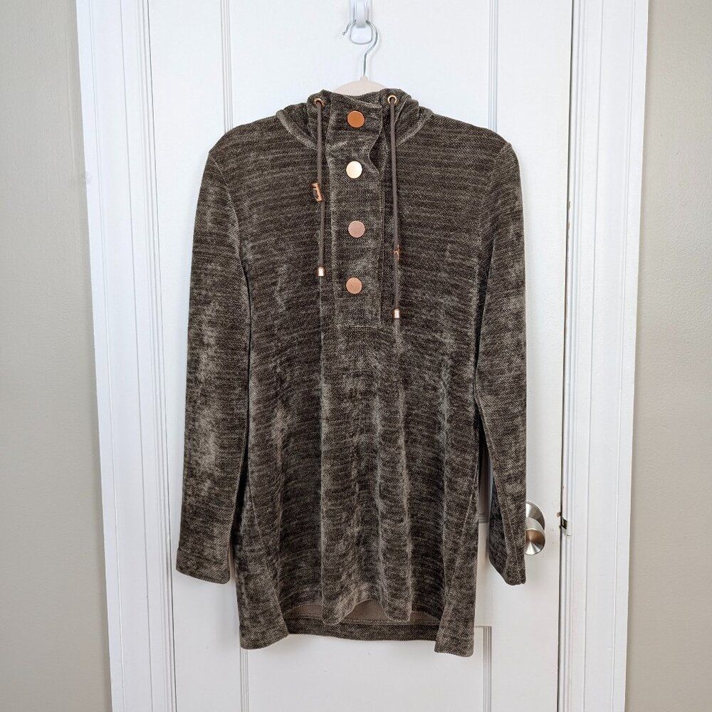 Soft Surroundings St. Germain Crushed Velvet Pullover Sweater Brown Size Medium